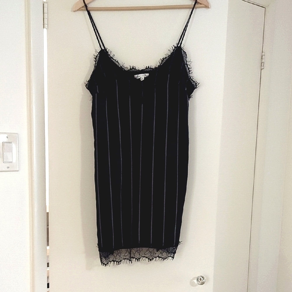 Black Lace Trim Slip Dress